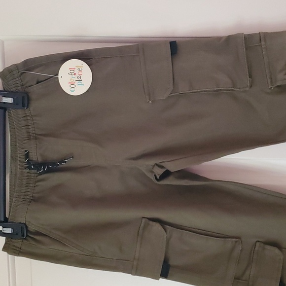 Boys Colorful Planet Cargo Jogger Pants Size Sm Med Large Olive Green NWT - Picture 5 of 5